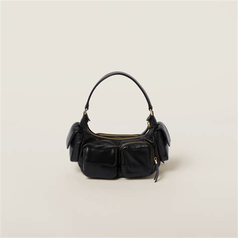 Black Nappa Leather Pocket Bag .